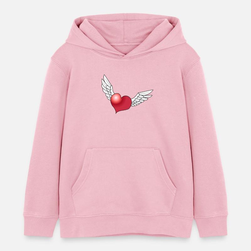un coeur ailé - Sweat à capuche enfant bio Stanley/Stella - rose pâle