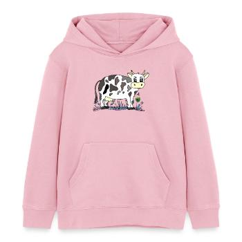 Cow - Kids Organic Hoodie by Stanley/Stella - cotton pink - Front - AI Model Kid Female (0cm)
