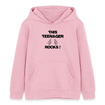 adolescent / enfant / ado / adolescente - Sweat à capuche enfant bio Stanley/Stella - rose pâle - Devant - AI Model Kid Female (0cm)