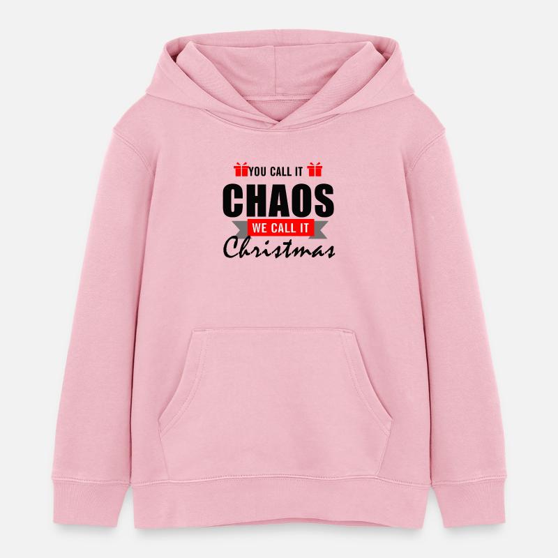 Vous l’appelez le Chaos - Nous l’appelons Noël - Sweat à capuche enfant bio Stanley/Stella - rose pâle