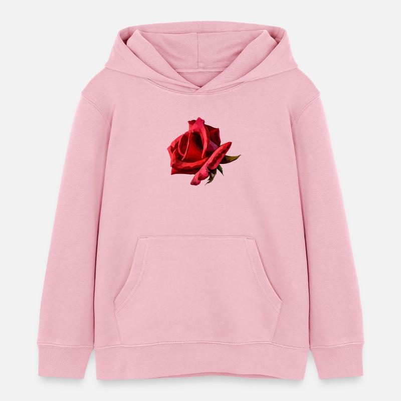 Rote Rose Polyart - Kinder Organic Hoodie Mini Cruiser von Stanley/Stella - Hellrosa