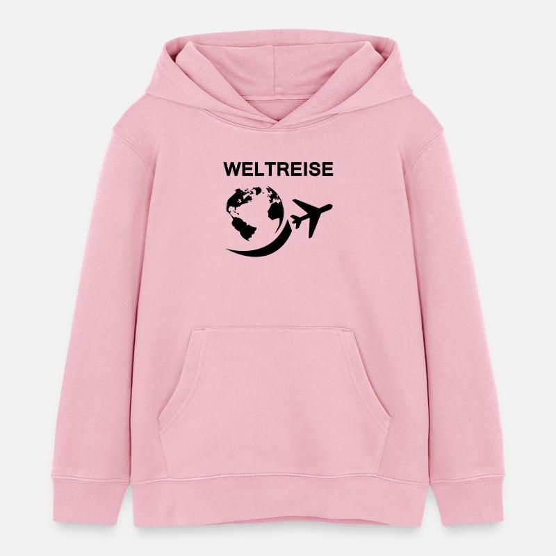 Parcourir le monde - Sweat à capuche enfant bio Stanley/Stella - rose pâle