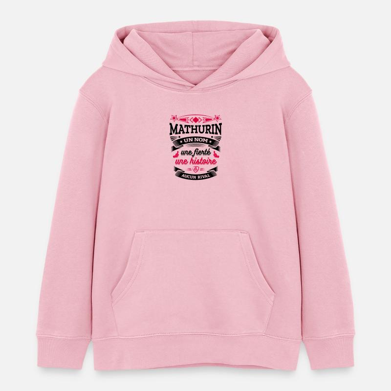 MATHURIN UN NOM UNE FIERTÉ AUCUN RIVAL - Sweat à capuche enfant bio Stanley/Stella - rose pâle