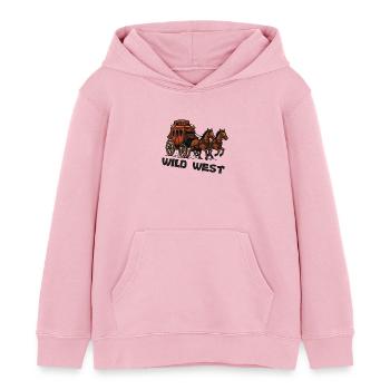 Wild Western Carriage - Kids Organic Hoodie by Stanley/Stella - cotton pink - Front - AI Model Kid Female (0cm)