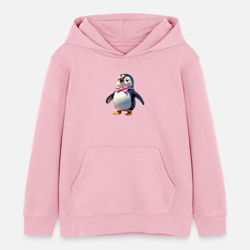 Pingouin Sandra voit ses amis - Sweat à capuche enfant bio Stanley/Stella - rose pâle