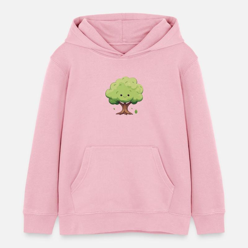 Arbre de dessin animé câlin - Sweat à capuche enfant bio Stanley/Stella - rose pâle