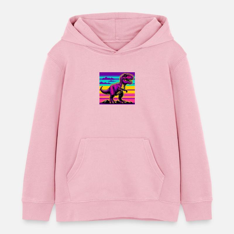 dinosaure - Sweat à capuche enfant bio Stanley/Stella - rose pâle