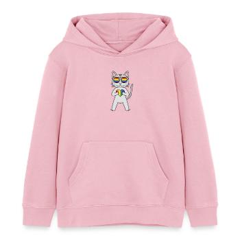 LGBT Cat Devon Rex Rainbow - Kids Organic Hoodie by Stanley/Stella - cotton pink - Front - AI Model Kid Female (0cm)