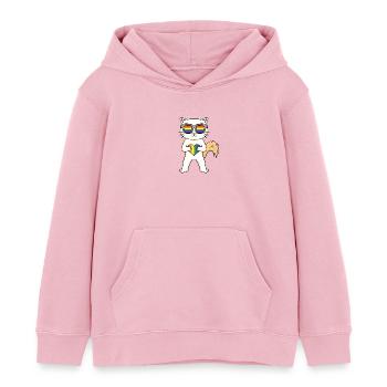 Chat LGBT Turc Angora Arc-en-ciel - Sweat à capuche enfant bio Stanley/Stella - rose pâle - Devant - AI Model Kid Female (0cm)