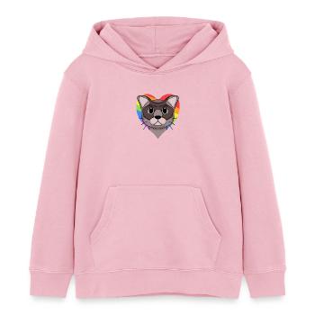 Burma Cat Rainbow Heart - Kids Organic Hoodie by Stanley/Stella - cotton pink - Front - AI Model Kid Female (0cm)