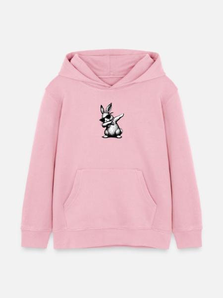 Floss Dance Bunny - Kids Organic Hoodie by Stanley/Stella - cotton pink