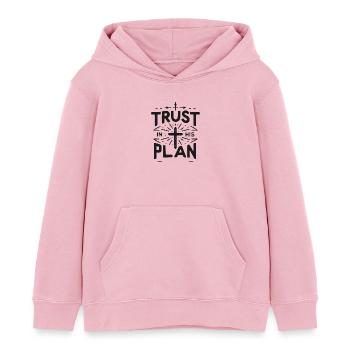 Vertrauen Sie auf seinen Plan - Kinder Organic Hoodie Mini Cruiser von Stanley/Stella - Hellrosa - Vorne - AI Model Kid Female (0cm)