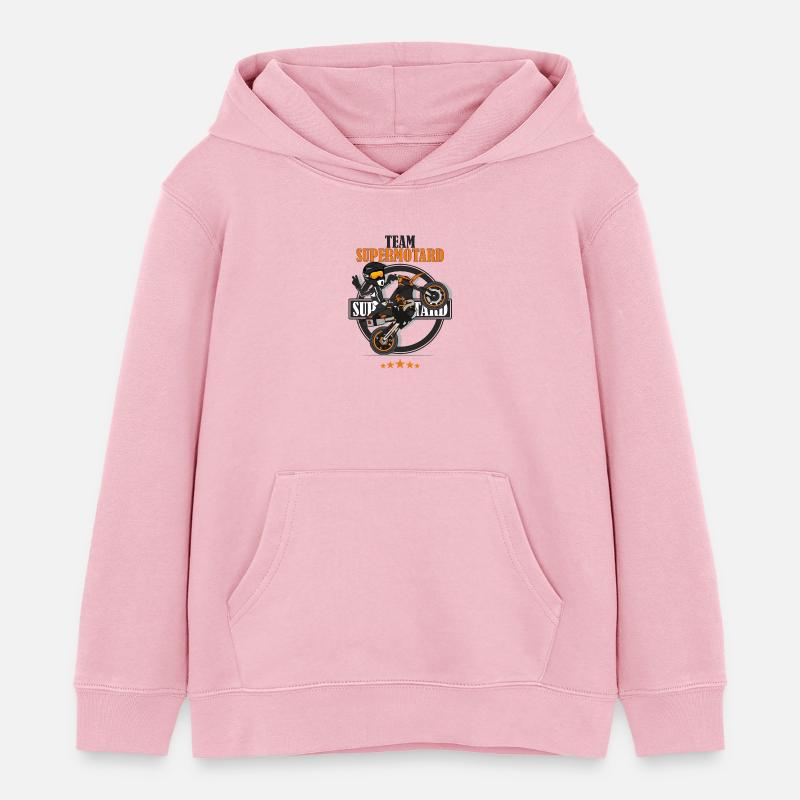Team supermotard - Sweat à capuche enfant bio Stanley/Stella - rose pâle