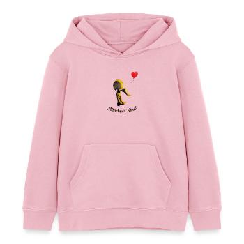 Munich Kindl avec ballon de cœur et texte sombre - Sweat à capuche enfant bio Stanley/Stella - rose pâle - Devant - AI Model Kid Female (0cm)