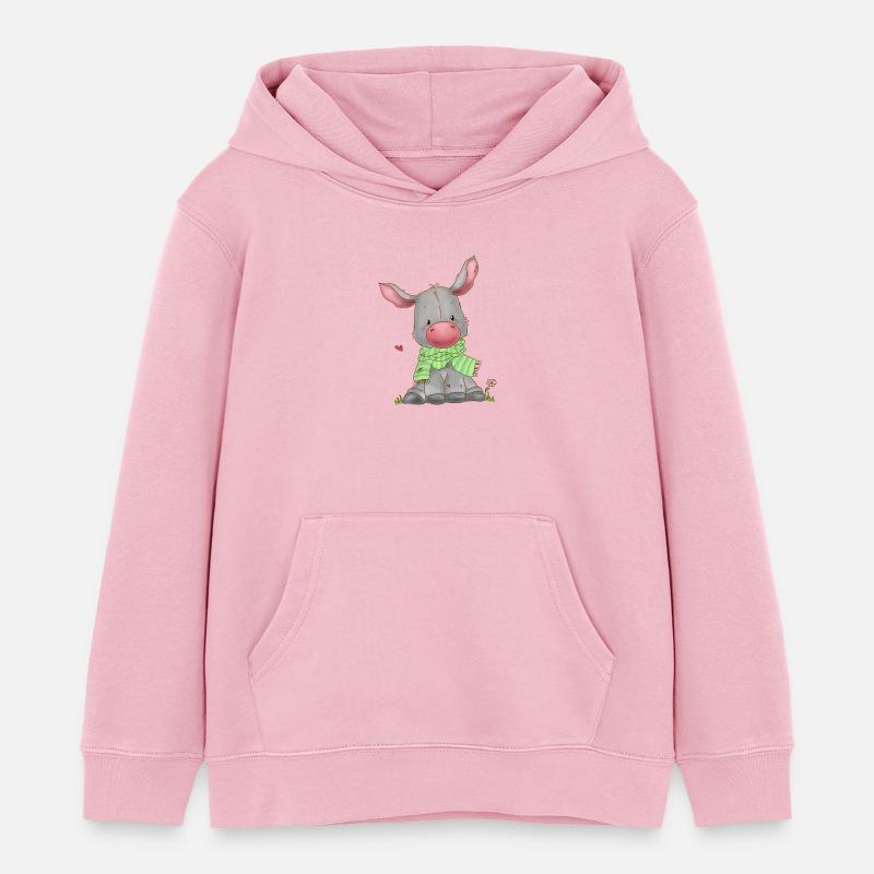 Âne - Sweat à capuche enfant bio Stanley/Stella - rose pâle