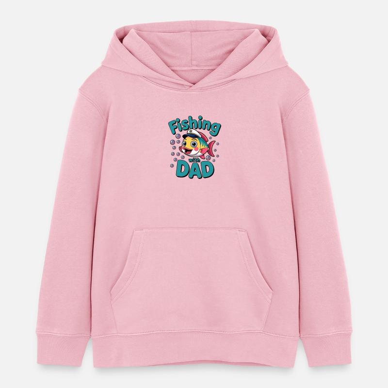 Pêche Pêche avec papa - Sweat à capuche enfant bio Stanley/Stella - rose pâle