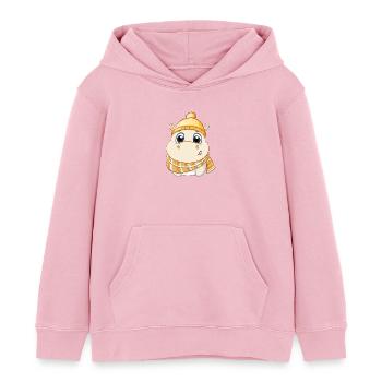Hippopotame mignon avec écharpe et chapeau à pompon. - Sweat à capuche enfant bio Stanley/Stella - rose pâle - Devant - AI Model Kid Female (0cm)
