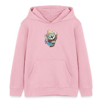 Mignon koala avec écharpe et chapeau à pompon. - Sweat à capuche enfant bio Stanley/Stella - rose pâle - Devant - AI Model Kid Female (0cm)