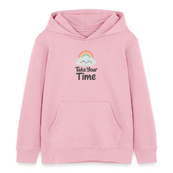 Prenez votre temps Message doux - Sweat à capuche enfant bio Stanley/Stella - rose pâle - Devant - AI Model Kid Female (0cm)