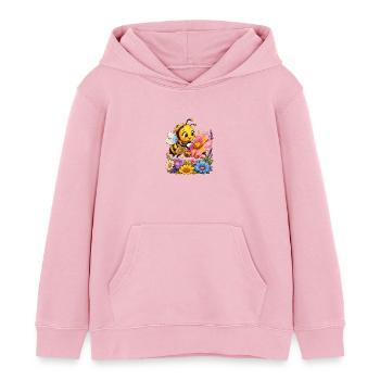 bee honey beekeeper honeycomb flowers meadow insect - Kids Organic Hoodie by Stanley/Stella - cotton pink - Front - AI Model Kid Female (0cm)
