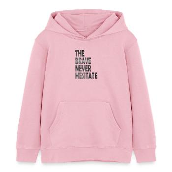 Les courageux n hésitent jamais - Sweat à capuche enfant bio Stanley/Stella - rose pâle - Devant - AI Model Kid Female (0cm)