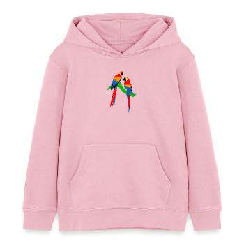 Parrots - Kids Organic Hoodie by Stanley/Stella - cotton pink - Front - AI Model Kid Female (0cm)