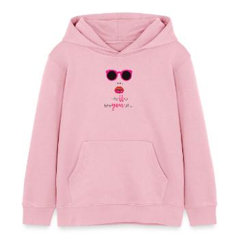 Hello BeYOUtiful Bold Art - Kids Organic Hoodie by Stanley/Stella - cotton pink - Front - AI Model Kid Female (0cm)