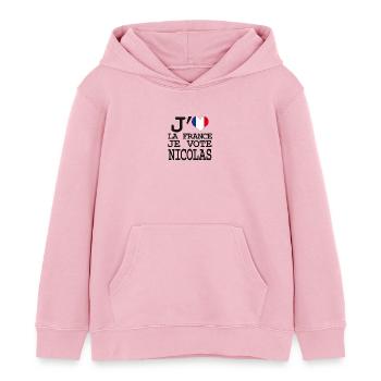 I love France I vote Nicolas - Kids Organic Hoodie by Stanley/Stella - cotton pink - Front - AI Model Kid Female (0cm)