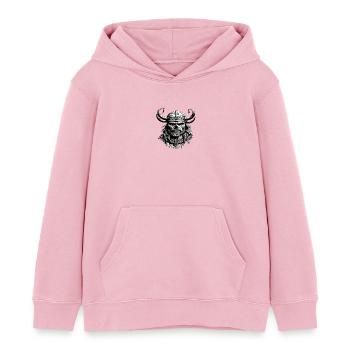 Viking Skull - Kids Organic Hoodie by Stanley/Stella - cotton pink - Front - AI Model Kid Female (0cm)