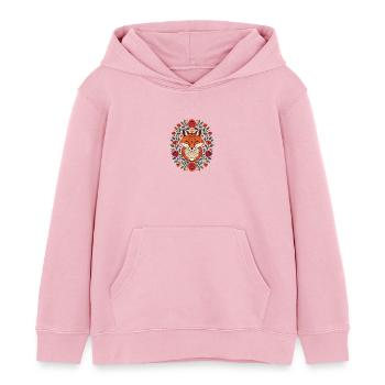 Fuchs im Blütenkranz Farbexplosion - Kinder Organic Hoodie Mini Cruiser von Stanley/Stella - Hellrosa - Vorne - AI Model Kid Female (0cm)