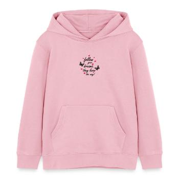 follow_your_dreams_002 - Sweat à capuche enfant bio Stanley/Stella - rose pâle - Devant - AI Model Kid Female (0cm)
