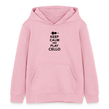 Keep calm and Play Cello - Sweat à capuche enfant bio Stanley/Stella - rose pâle - Devant - AI Model Kid Female (0cm)