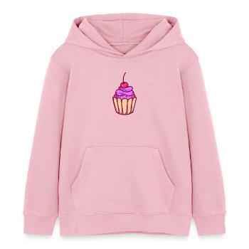 Tartelettes de candy Cupcake muffin sucre doux - Sweat à capuche enfant bio Stanley/Stella - rose pâle - Devant - AI Model Kid Female (0cm)