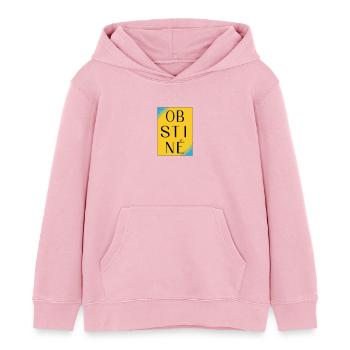 Stubborn in yellow contrast - Kids Organic Hoodie by Stanley/Stella - cotton pink - Front - AI Model Kid Female (0cm)