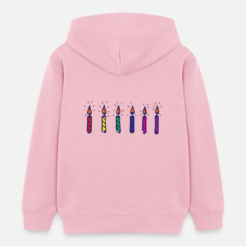 Bougies Six bougies d'anniversaire - Sweat à capuche enfant bio Stanley/Stella - rose pâle