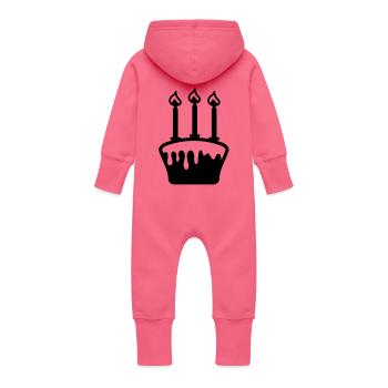 birthday_cake_1__f1 - Baby Organic Sweat Overalls With Hood - fuchsia - Back