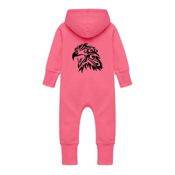 aigle tribal eagle tatoo tatouage 11023 - Grenouillère à capuche bio en molleton Bébé - fuchsia - Dos