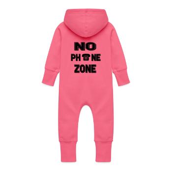 NO PHONE ZONE - Baby Organic Sweat Overalls With Hood - fuchsia - Back