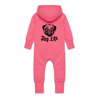 Pug Life - Grenouillère à capuche bio en molleton Bébé - fuchsia - Dos