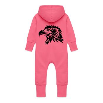 aigle tribal eagle tatoo tatouage 11022 - Grenouillère à capuche bio en molleton Bébé - fuchsia - Dos