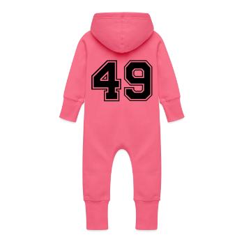 49 - Baby Organic Sweat Overalls With Hood - fuchsia - Back