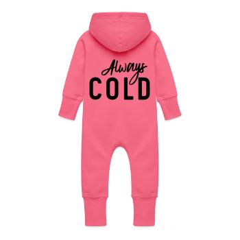 Always Cold - Baby Organic Sweat Overalls With Hood - fuchsia - Back