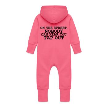 on the street nobody can hear you tap ou - Baby Bio Sweat Overall mit Kapuze - Fuchsia - Hinten