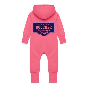 Boucher - Grenouillère à capuche bio en molleton Bébé - fuchsia - Dos