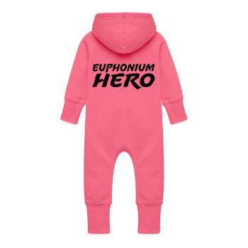 Euphonium Hero - Baby Organic Sweat Overalls With Hood - fuchsia - Back