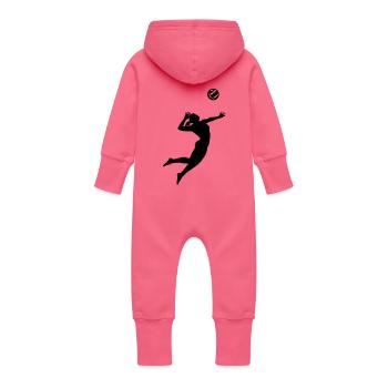 volleyball_frau_ball__f1 - Grenouillère à capuche bio en molleton Bébé - fuchsia - Dos