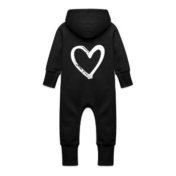 Cœur blanc - Grenouillère à capuche bio en molleton Bébé - vanille - Dos