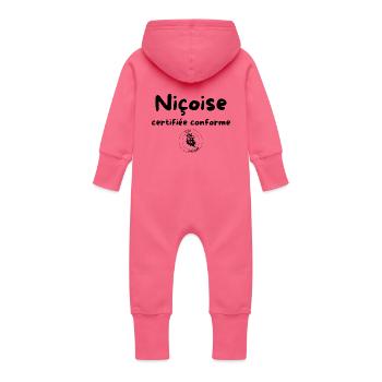 NIOISE certifie noir - Grenouillère à capuche bio en molleton Bébé - fuchsia - Dos