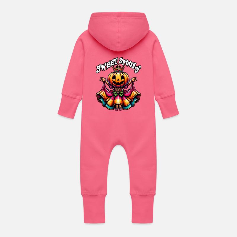 Princesse citrouille d’Halloween avec robe colorée - Grenouillère à capuche bio en molleton Bébé - fuchsia