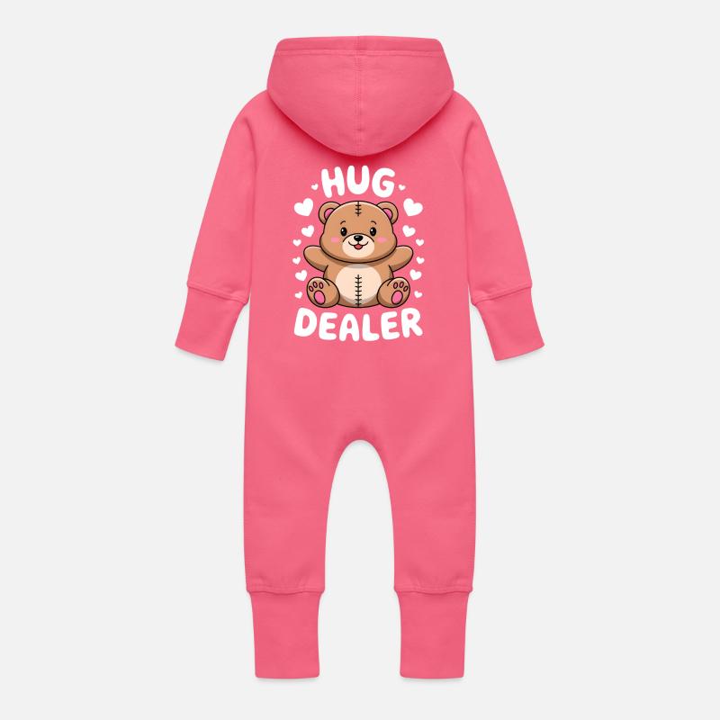 Le croupier de câlins - Grenouillère à capuche bio en molleton Bébé - fuchsia